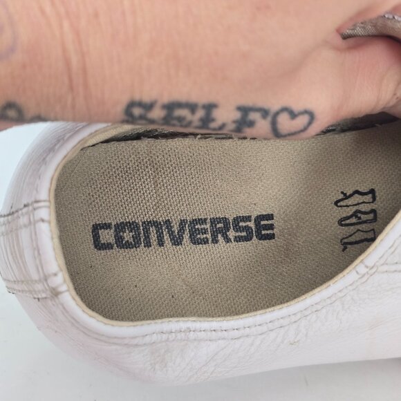 Converse | Chuck Taylor's All-Star white leather low-top sneakers | MENS 9.5 - Picture 5 of 9